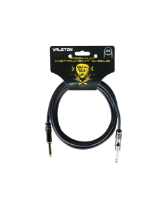 Valeton VGC-3 3m Premium Instrument Cable in Black with 24AWG oxygen-free copper inner core, EMI and RFI shielding, straight-to-straight connectors and 9.8ft length for reliable low-noise guitar, bass and instrument connections