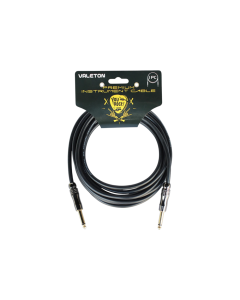 Valeton VGC-5 Premium Instrument Cable 5m Black Durable Guitar and Bass Cable with Reliable Signal Transfer for Electric Guitar Bass Guitar Pedals Amplifiers Studio Recording Live Performance and Stage Use