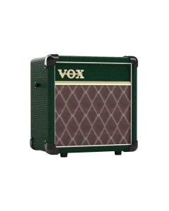 VOX MINI5 Rhythm BRG portable 5W modeling guitar amplifier in British Racing Green with control panel, 6.5-inch speaker and carrying strap