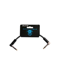 Valeton VPC-1 15cm single angled patch cable with 24AWG oxygen-free copper inner core, EMI and RFI shielding, and angle-to-angle connectors for reliable low-loss connections between guitar effects pedals on compact pedalboards
