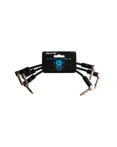 Valeton VPC-3 15cm Patch Cable 3-Pack with 24AWG oxygen-free copper inner core, EMI and RFI shielding and angle-to-angle connectors for reliable low-noise connections between guitar effects pedals and compact pedalboards