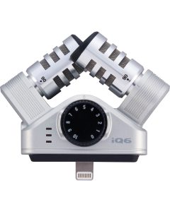 Zoom iQ6 XY stereo microphone for iPhone and iPad with Lightning connector, adjustable angle for professional field recording