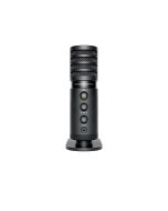 Beyerdynamic FOX USB condenser microphone in black featuring a professional pop filter and desk stand.