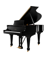 Boisselot BRE-152 Polished Ebony baby grand piano featuring solid wood keys and a high-gloss black finish