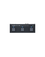BOSS FS-1-WL ultra-compact wireless 3-button Bluetooth footswitch controller in a rugged black housing, featuring smooth quiet-press switches, customizable RGB status LEDs, and rear-panel TRS MIDI and USB ports.