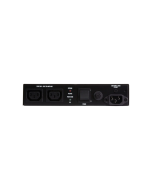 Furman AC-210A E ultra-compact 230V 10A power conditioner chassis showing mounting brackets and dual IEC outlets