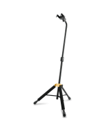 Hercules GS414B PLUS single guitar stand showing the upgraded Auto Grip System (AGS) yoke and height adjustment clutch mechanism.