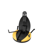 Hercules GS601B iStand compact acoustic guitar stand shown folded out with protective Specially Formulated Foam padding on contact points