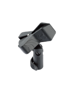 Hercules HCMH-100B EZ microphone clip holder with rubber-lined grip and quick flip-lock adaptor for standard microphone stands
