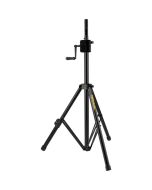 Hercules SS710B PLUS heavy-duty speaker stand with a hand-crank gear-up crank system, EZ Adaptor top, and adjustable leveling leg.