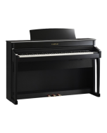 Kawai CS7 digital piano in high-gloss ebony polish cabinet featuring wooden Grand Feel keyboard, 88-key HI-XL sampling, and traditional music desk