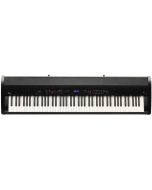Kawai ES7 portable digital piano in gloss black finish featuring 88 weighted keys with Ivory Touch, RHII action, 16x2 LCD display, and dual bass-reflex speakers