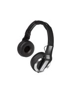 Pioneer HDJ-500-K DJ headphones with 40mm drivers, foldable headband, rotating earcups, cushioned pads, and wired connection for DJ monitoring and music listening.