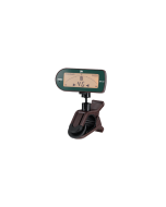 Korg AW-2U clip-on ukulele tuner with backlit display, adjustable mounting clip, dual-sensor detection, and dedicated ukulele tuning modes.