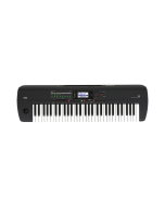 Korg i3 music workstation keyboard in Super Matte Black finish with 61 velocity-sensitive keys, LCD display, joystick controller, and arranger workstation controls.