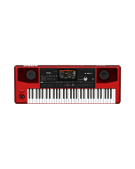 Korg Pa700 RD professional arranger keyboard in metallic red finish with 61 velocity-sensitive keys, 7-inch touchscreen display, and built-in stereo speakers.