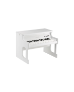 Korg tinyPIANO digital toy piano in white finish with 25 velocity-sensitive mini keys, built-in speaker, and miniature upright piano design.