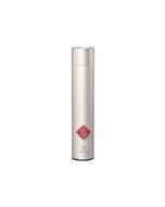 Neumann KM 183 nickel omnidirectional small-diaphragm condenser microphone with WNS 100 windscreen and SG 21 stand mount for professional studio recording.