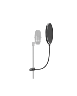 Neumann PS 20 A professional black pop screen with 20 cm dual-layer gauze filter, flexible gooseneck and microphone stand clamp.