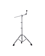 Roland DBS-10 heavy-duty double-braced chrome cymbal boom stand featuring a telescopic boom arm, fine-tooth gear tilter, and robust rubber feet for stability.
