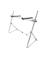 Sequenz Standard-M-SV chrome plated silver keyboard stand engineered for seventy-three and seventy-six note synthesizers and digital pianos