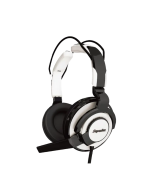Superlux HMC631 white professional-grade over-ear PC gaming headset with flexible boom microphone and padded headband