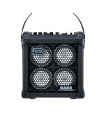Roland Micro Cube Bass RX portable bass amplifier with four speakers, stereo power amps, COSM bass models, and battery powered design.