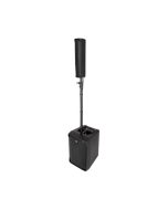 RCF EVOX JMix8 active line array music system with 12-inch subwoofer, vertical 8-driver array column, and integrated digital mixer