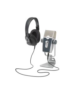 AKG Podcaster Essentials bundle with Lyra USB microphone, K371 headphones, cables, and podcast production software kit