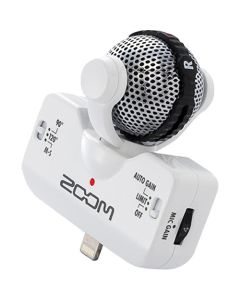 Zoom iQ5 white mid-side stereo microphone for iPhone and iPad with Lightning connector for professional mobile recording
