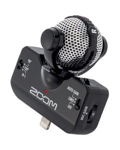 Zoom iQ5 mid-side stereo microphone for iPhone and iPad with Lightning connector in black for professional mobile recording