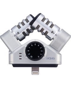 Zoom iQ6 XY stereo microphone for iPhone and iPad with Lightning connector, adjustable angle for professional field recording